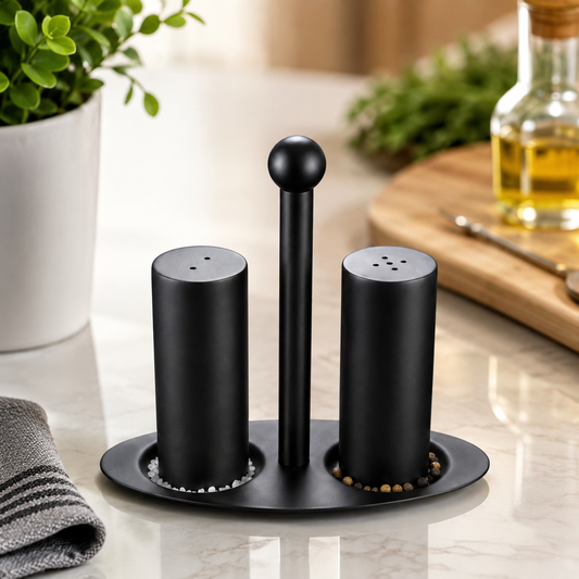 Elegant Spice Shaker Set with Stand, Luxury Tabletop Salt And Pepper Organizer, Minimalist Salt And Pepper Dispenser Set, Kitchen Spices Organizer
