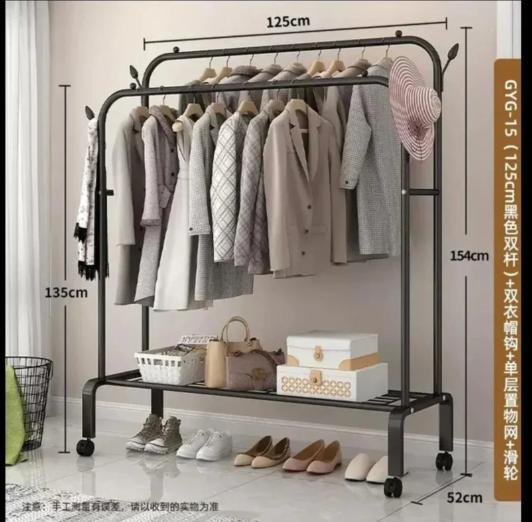 Double Pole Metal Cloth Stand – Heavy-Duty Garment Rack for Home & Office