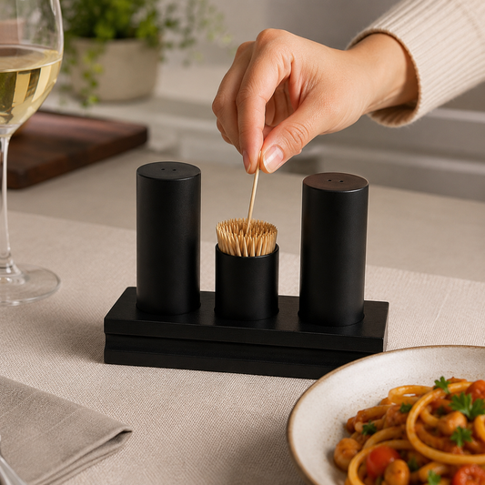 Nordic Dining Seasoning And Toothpick Holder, Minimalist Salt & Pepper Serving Set, Elegant Seasoning & Toothpick Dispenser