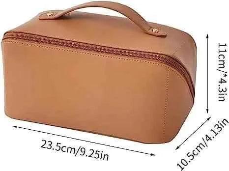 Classy Leather Cosmetic Bag – Portable Makeup Pouch for Travel