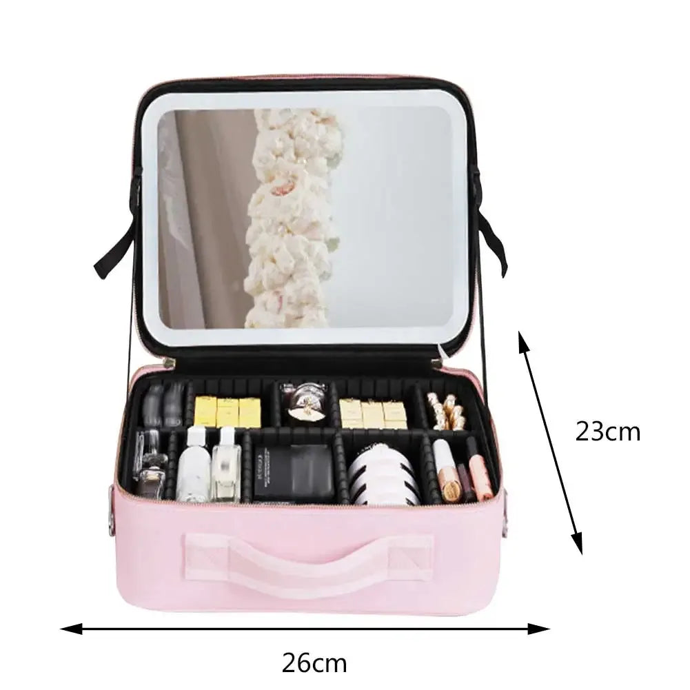 Smart LED Makeup Case with Mirror – Portable Lighted Storage