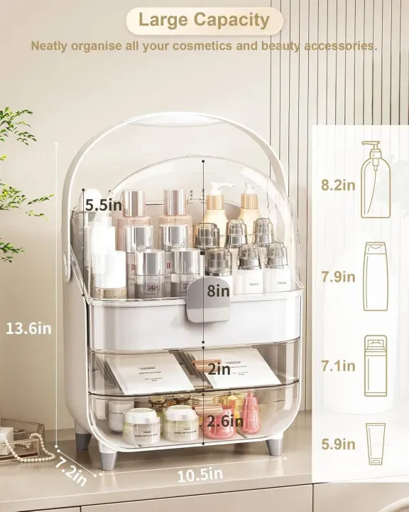 Cosmetic Storage Box Large Capacity Waterproof Dustproof Jewelry Makeup Storage 2 Drawers