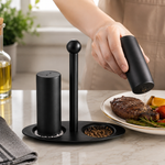 Elegant Spice Shaker Set with Stand, Luxury Tabletop Salt And Pepper Organizer, Minimalist Salt And Pepper Dispenser Set, Kitchen Spices Organizer