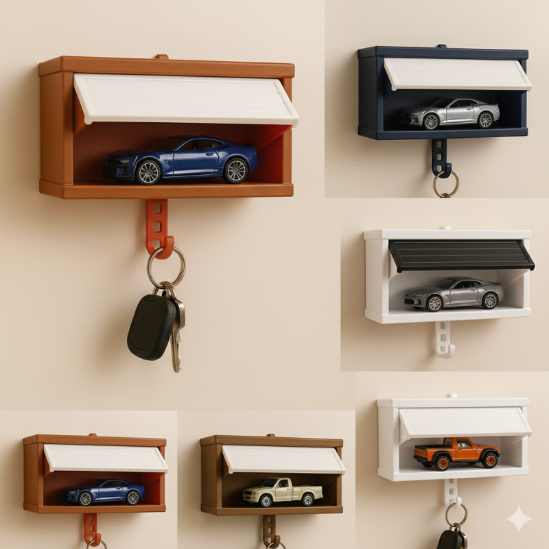 Car Garage Key Holder with Opening Door
