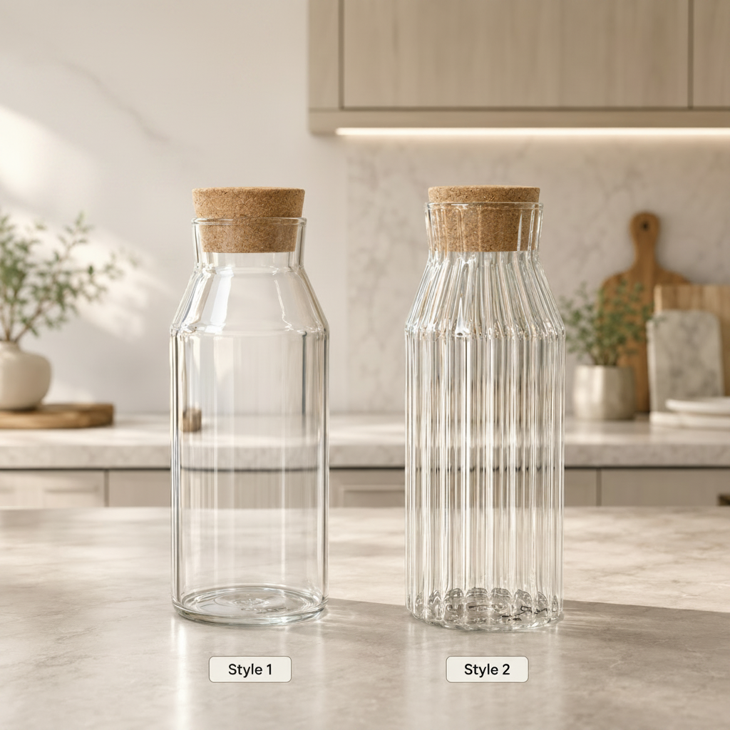 Premium 1L Cork Glass Bottle – 2 Styles