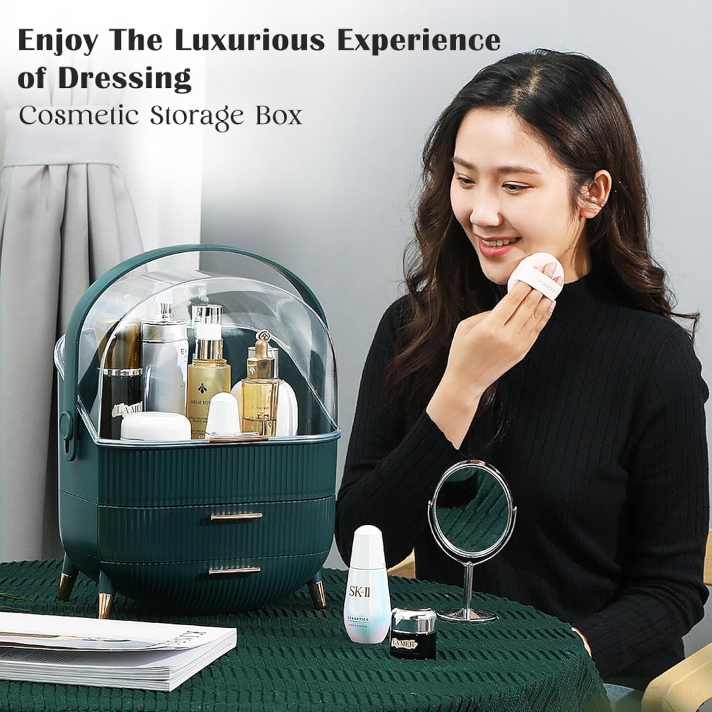 Organiser for Makeup & Skincare | Large Makeup Organisers with Dust-Proof Cover