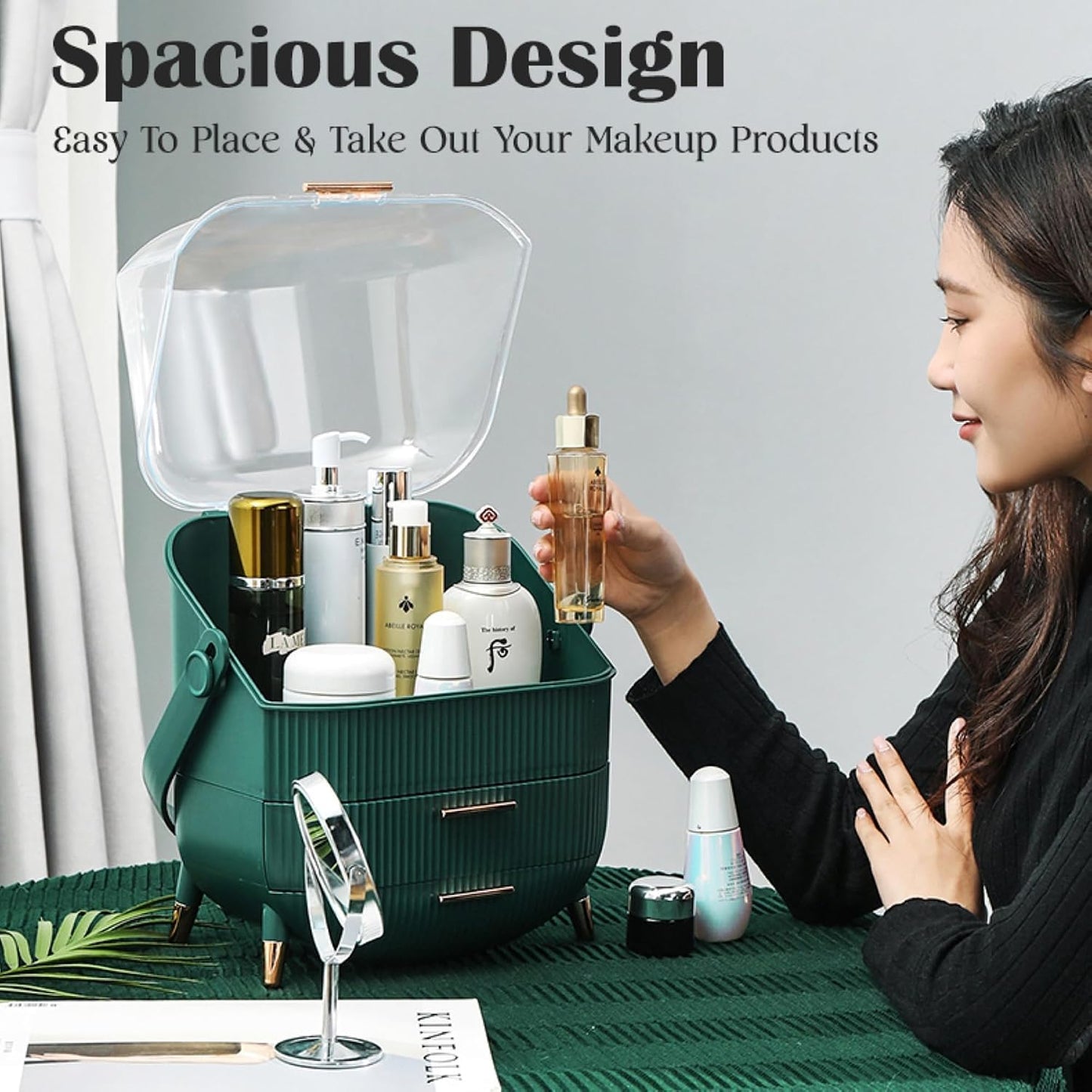 Organiser for Makeup & Skincare | Large Makeup Organisers with Dust-Proof Cover