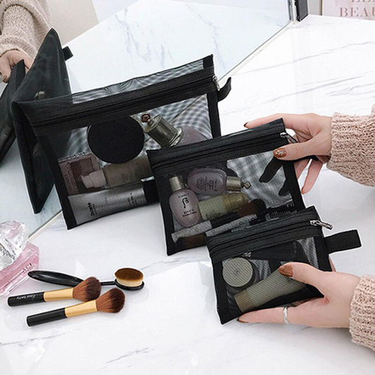 3-Piece Professional Makeup & Toiletry Pouch Set