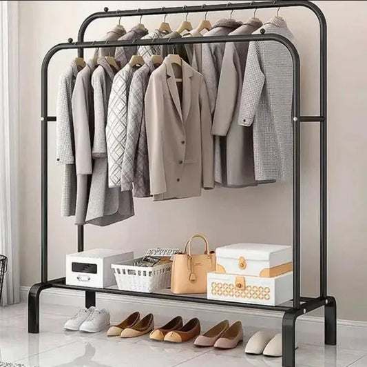 Double Pole Metal Cloth Stand – Heavy-Duty Garment Rack for Home & Office