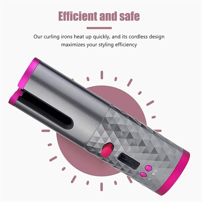 Portable Cordless Auto Hair Curler with 3 Temperature & Timer Settings