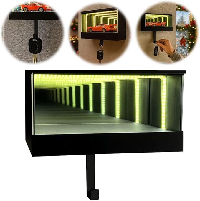 Rechargeable LED Smart Garage Mirror Keychain Wall Mount Display for Car Lovers