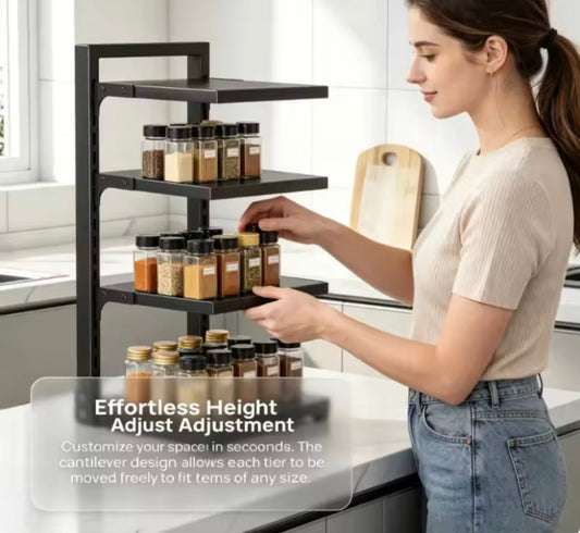 Adjustable Floor Standing Kitchen Pot Storage Rack,  Space Saving  Storage Rack, Multi Layer Kitchen Cabinet Storage Rack, Multifunctional Under Sink Organizer