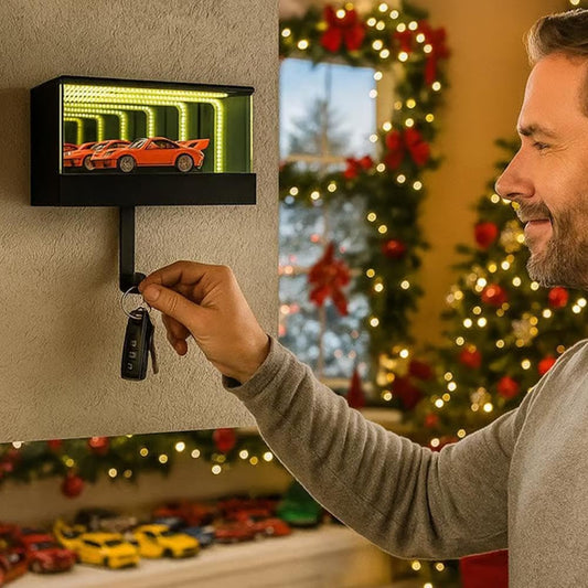Rechargeable LED Smart Garage Mirror Keychain Wall Mount Display for Car Lovers