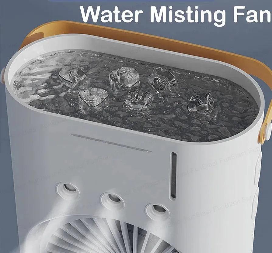 Electric Mist Fan – Dual Spray with Auto Rotation & RGB Lighting