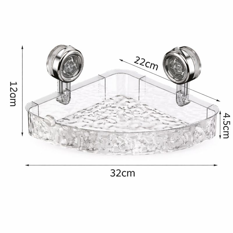 Acrylic Corner Suction Shelf – Drill-Free Bathroom Corner Rack