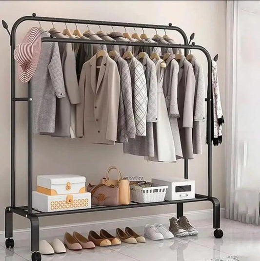 Double Pole Metal Cloth Stand – Heavy-Duty Garment Rack for Home & Office