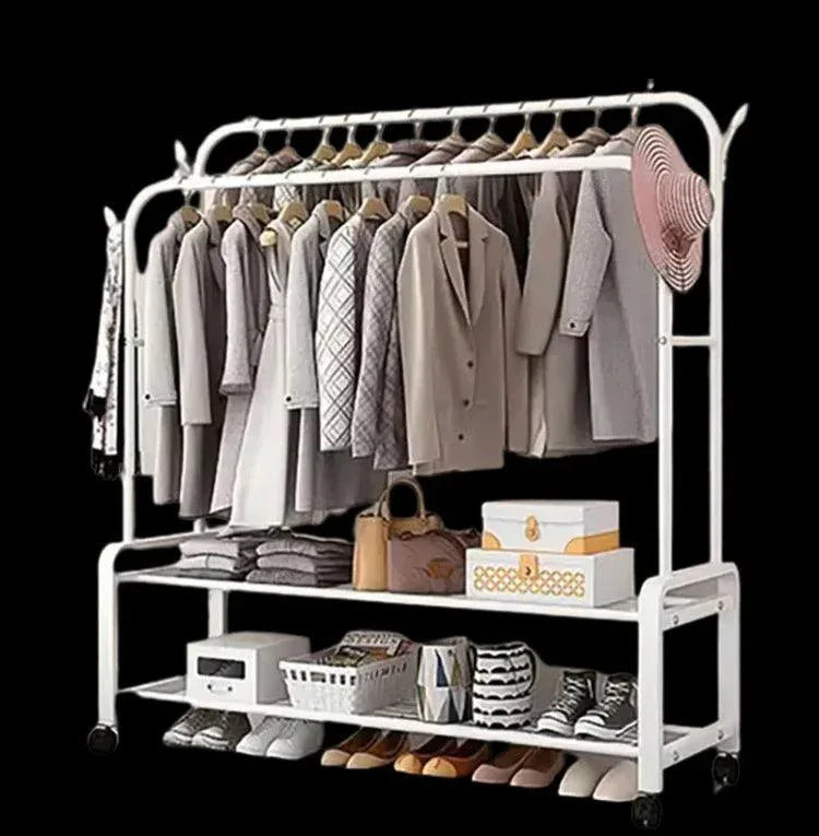 Double Pole Metal Cloth Stand – Heavy-Duty Garment Rack for Home & Office