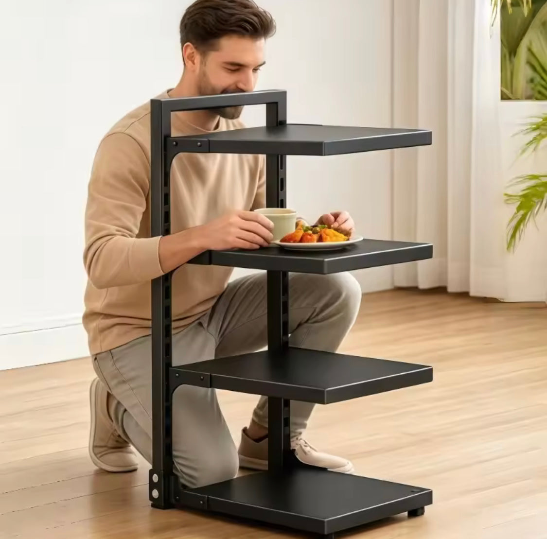 Adjustable Floor Standing Kitchen Pot Storage Rack,  Space Saving  Storage Rack, Multi Layer Kitchen Cabinet Storage Rack, Multifunctional Under Sink Organizer