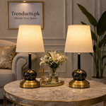 16-Inch Metal Brass & Marble-Finish Table Lamp (each)