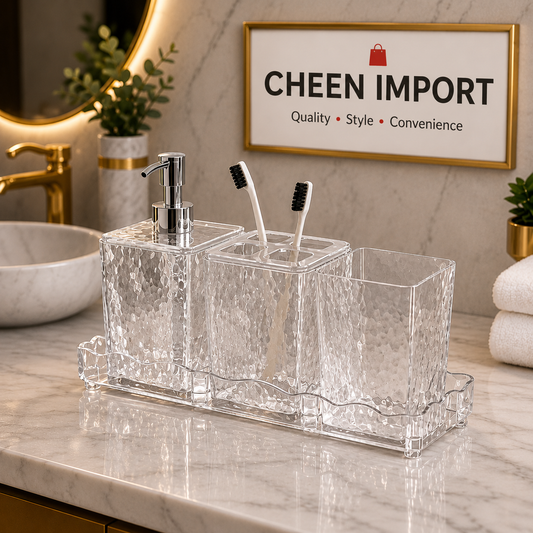 Modern Bathroom Accessory Set – Elegant Vanity Organizer