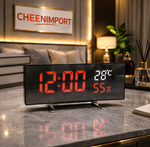 Curved LED Table Clock with Weather Insights