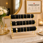 Premium Velvet Jewelry & Watch Display Stand – Tiered Bracelet Organizer (Random Color)