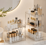 Transparent Crystal Clear Vanity Organizer Stand, Acrylic Cosmetic And Kitchen Organizer Shelf, Luxury Acrylic Countertop Storage Shelf