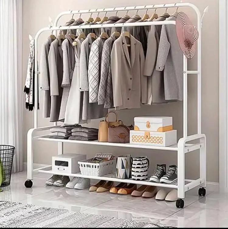 Double Pole Metal Cloth Stand – Heavy-Duty Garment Rack for Home & Office