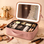 Smart LED Makeup Case with Mirror – Portable Lighted Storage