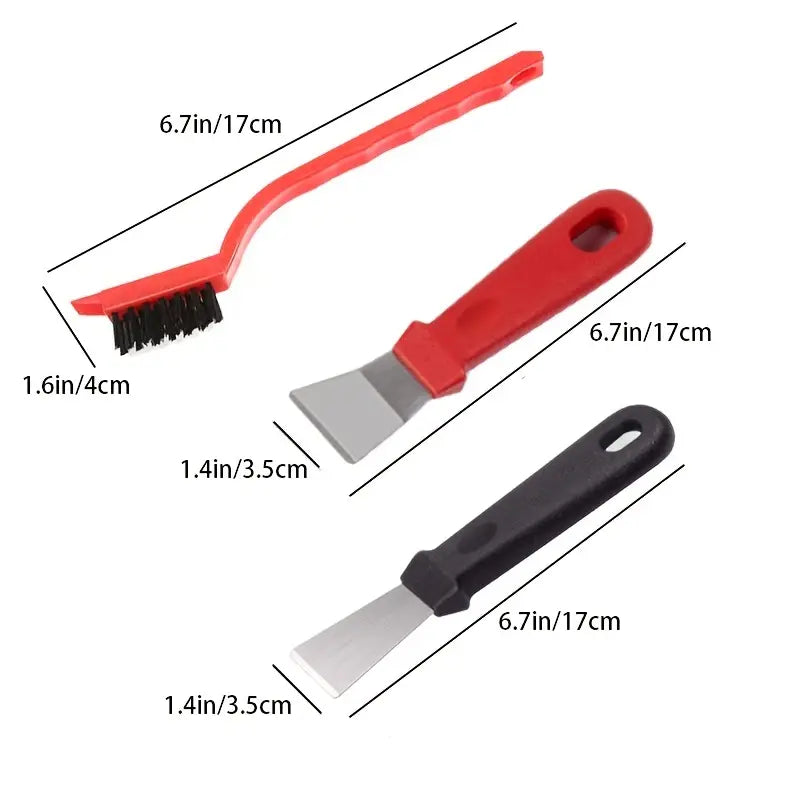 Kitchen Stove Cleaning Kit, Long Handle Kitchen Dirt Removing Tools, Oil Stain Removal, Multifunctional Dead End Cleaning Brush, Kitchen Copper Wire Brush Spatula for Kitchen, Bathroom