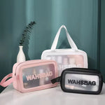 3-Piece Clear Travel Toiletry Bag Set – PVC Waterproof Makeup Pouch (Random Color Set)