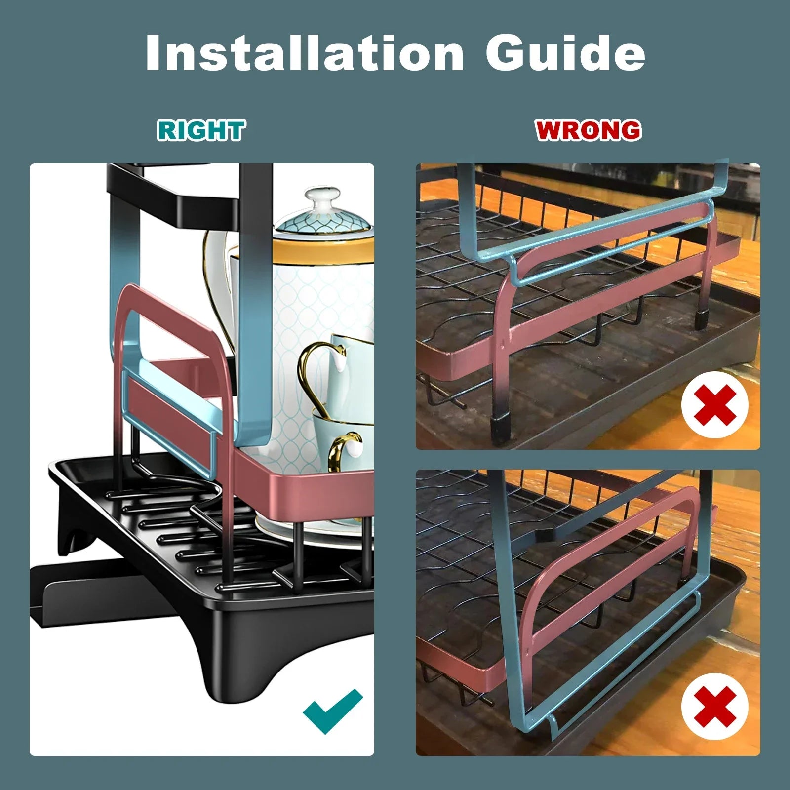 SRL 2-Tier Dish Drying Rack with Utensil Holder