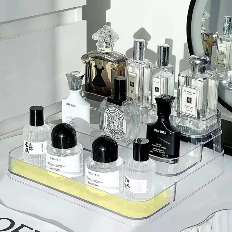 3-Tier Desktop Perfume Organizer & Tray – Luxury Cosmetic Storage Rack