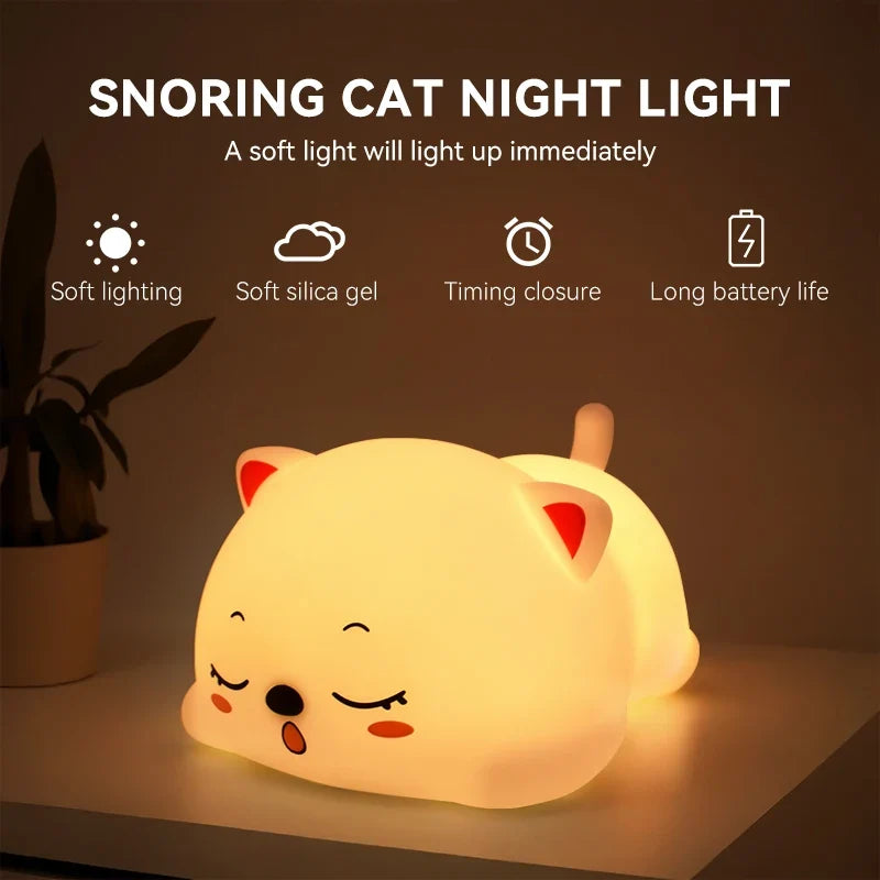 Sleeping Cat Silicone Lamp – USB Rechargeable