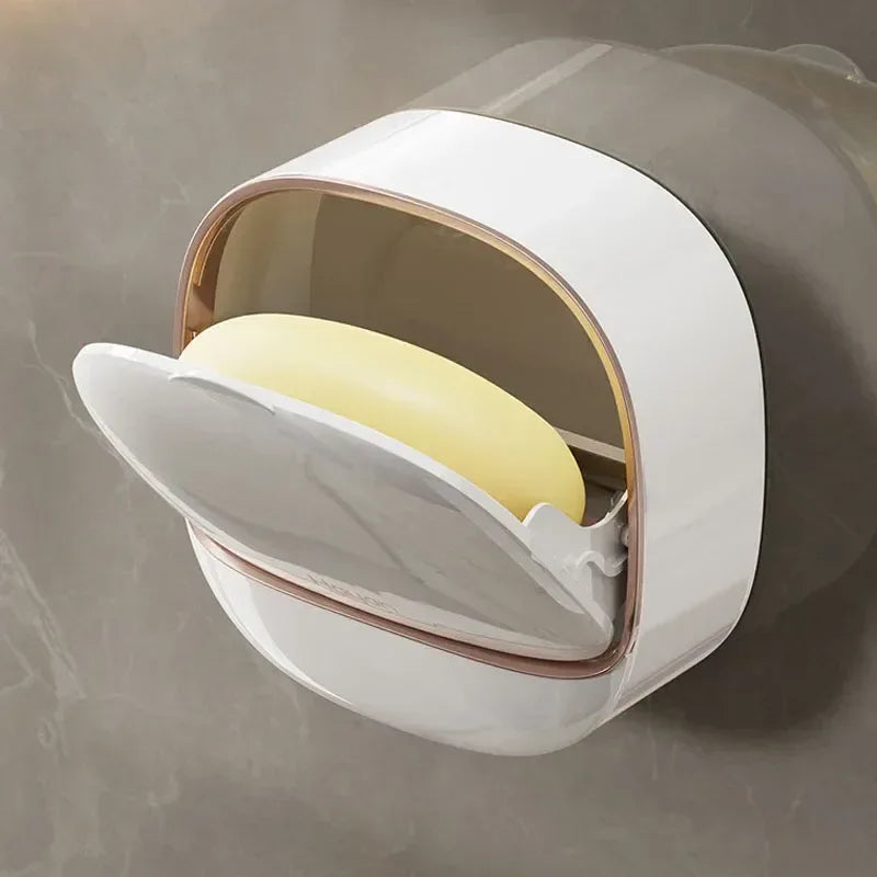 Luxury Wall Mounted Soap Box with Lid – Waterproof ABS Bathroom Holder
