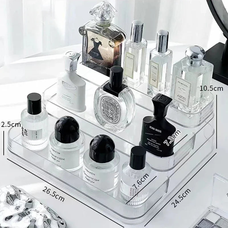 3-Tier Desktop Perfume Organizer & Tray – Luxury Cosmetic Storage Rack