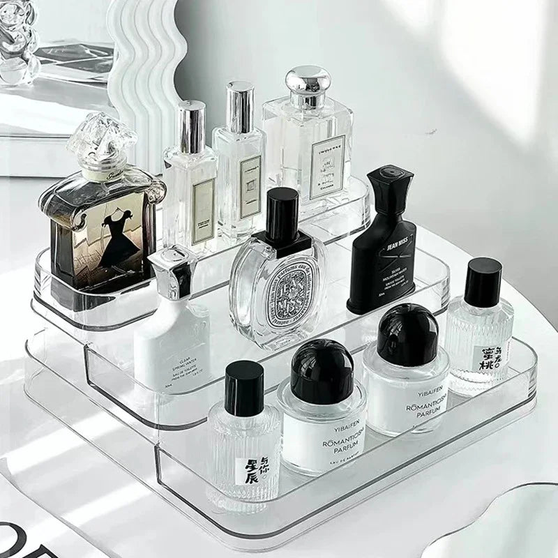 3-Tier Desktop Perfume Organizer & Tray – Luxury Cosmetic Storage Rack