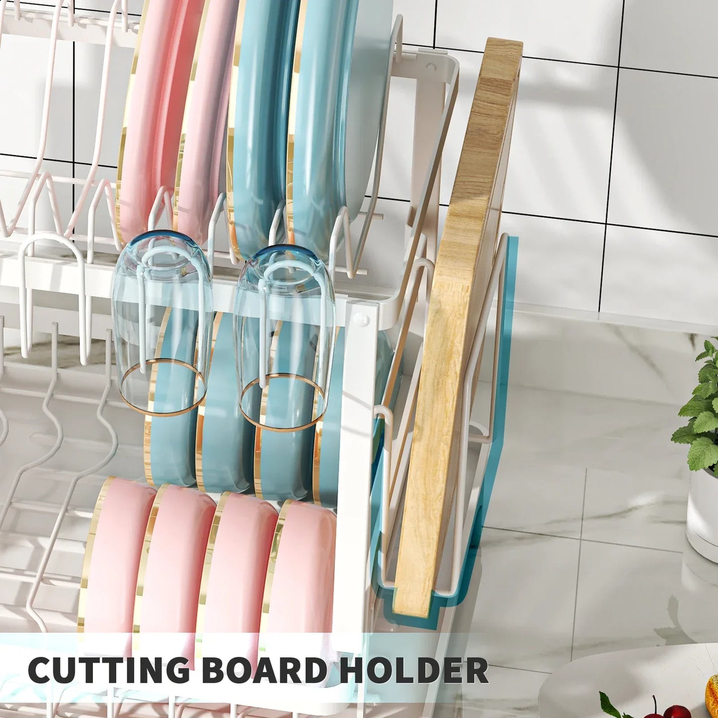 SRL 2-Tier Dish Drying Rack with Utensil Holder