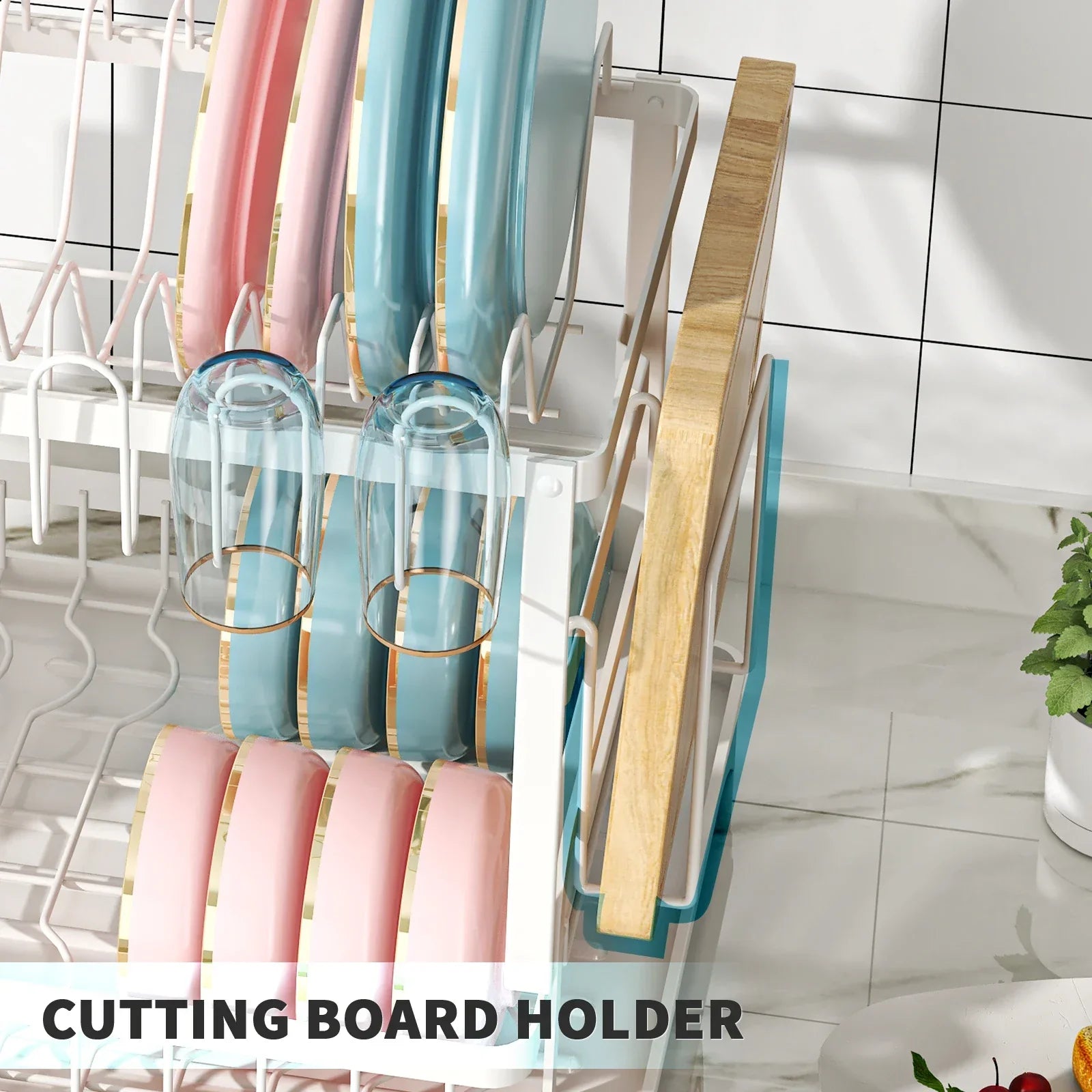 SRL 2-Tier Dish Drying Rack with Utensil Holder