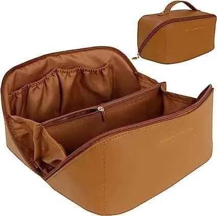 Classy Leather Cosmetic Bag – Portable Makeup Pouch for Travel