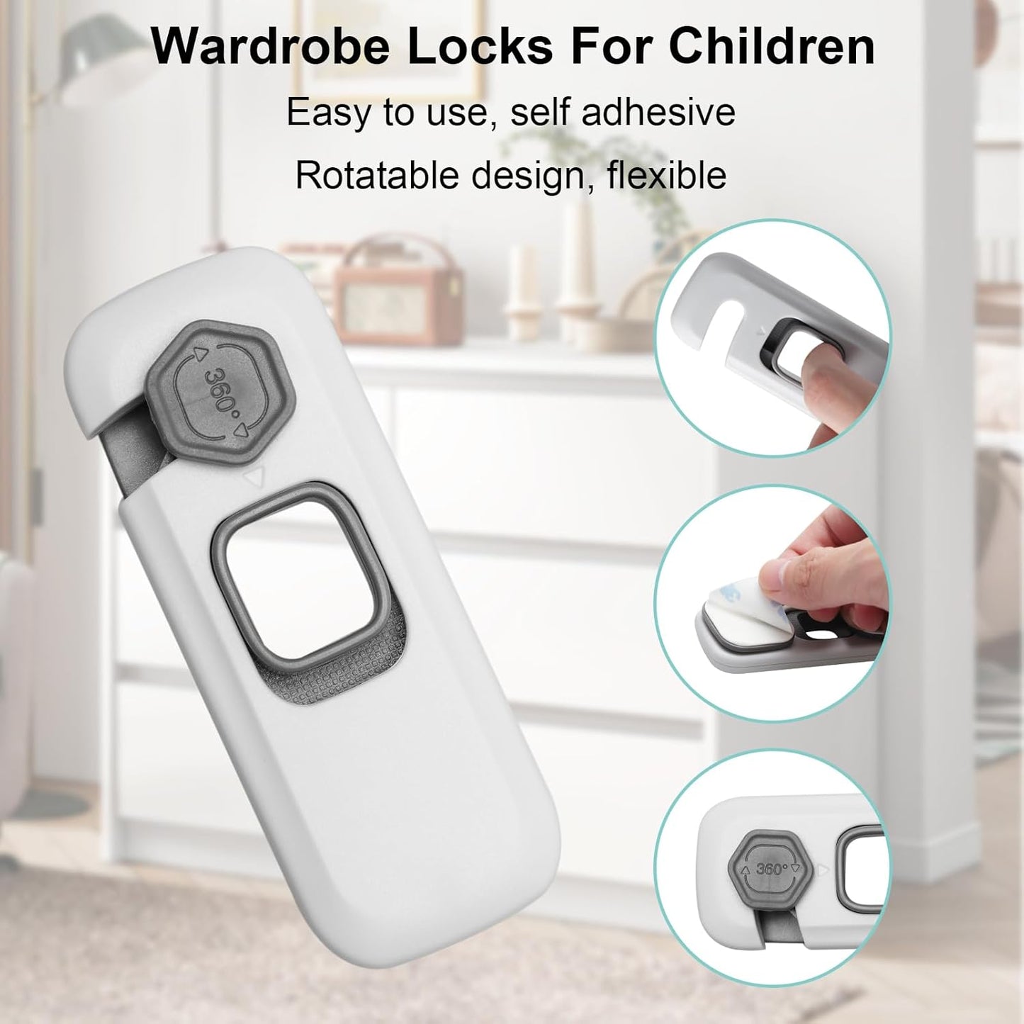 360° Rotatable Child Safety Locks for Fridge & Cabinets