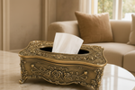Antique Bronze Floral Tissue Box with Ornate Feet