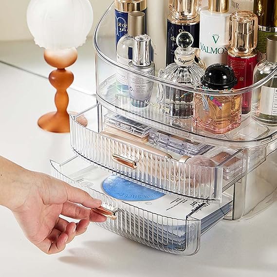Makeup Organizer with Drawer Storage Organizer | Transparent Plastic Makeup Box