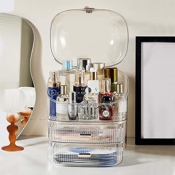 Makeup Organizer with Drawer Storage Organizer | Transparent Plastic Makeup Box