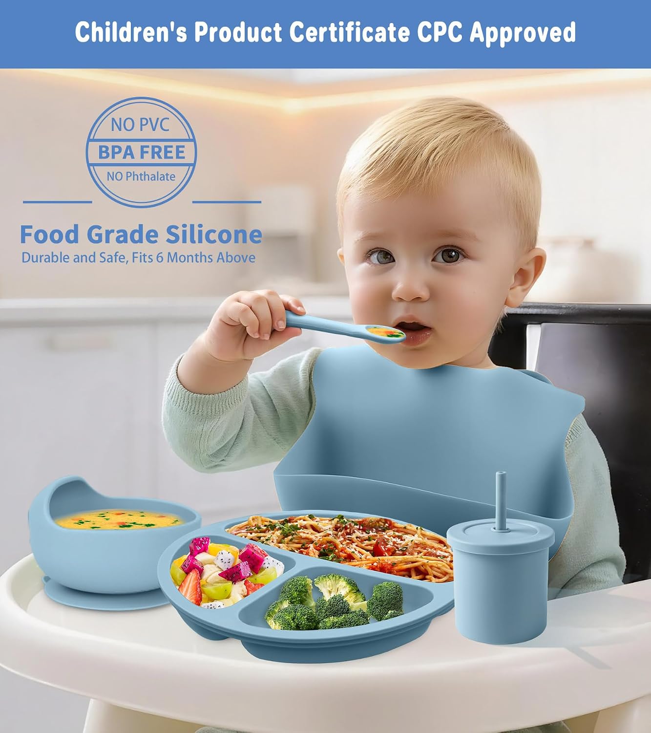 Silicone Baby Feeding Set, 10 Pcs Baby Led Weaning Supplies Baby Eating Essentials Set