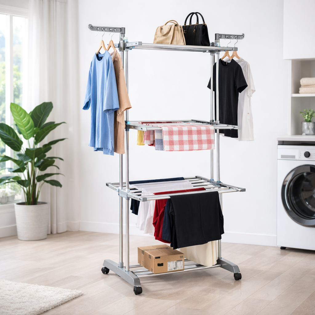 Portable Folding Clothes Drying Rack – Compact Hanger Stand for Home & Travel