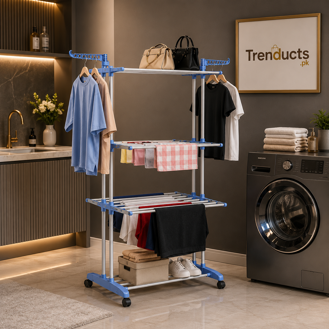 Portable Folding Clothes Drying Rack – Compact Hanger Stand for Home & Travel