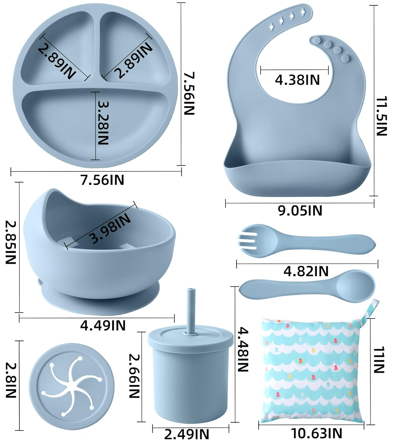 Silicone Baby Feeding Set, 10 Pcs Baby Led Weaning Supplies Baby Eating Essentials Set