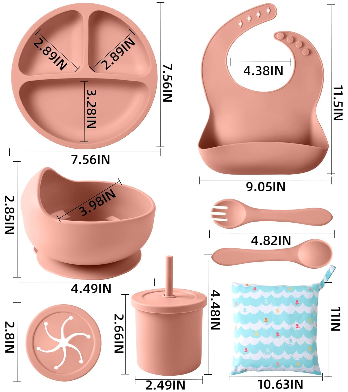 Silicone Baby Feeding Set, 10 Pcs Baby Led Weaning Supplies Baby Eating Essentials Set