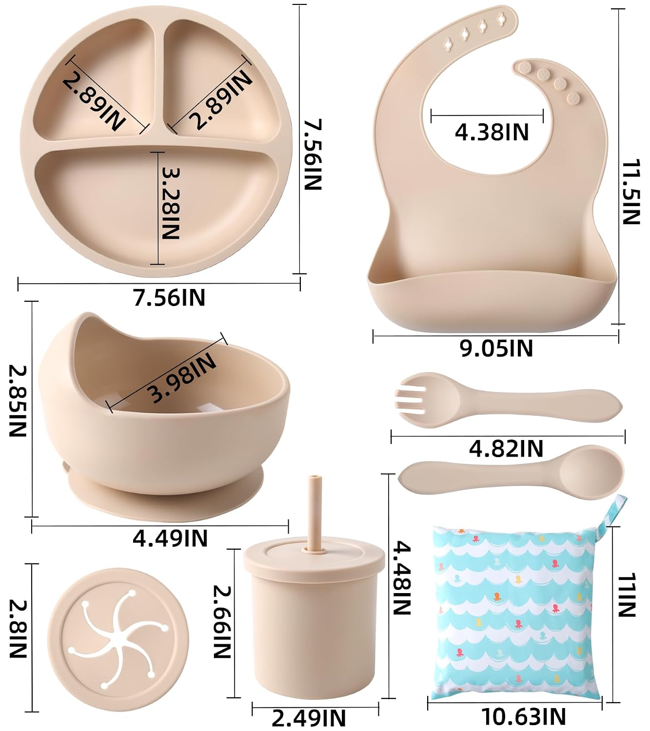 Silicone Baby Feeding Set, 10 Pcs Baby Led Weaning Supplies Baby Eating Essentials Set